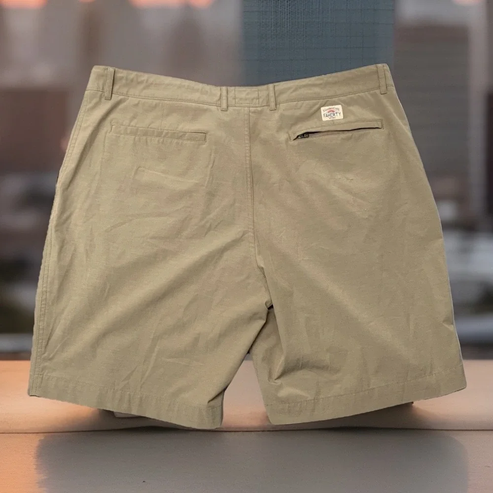 Faherty All Day Shorts Mens 40 Khaki Beige Hybrid Drawstring Chino 9